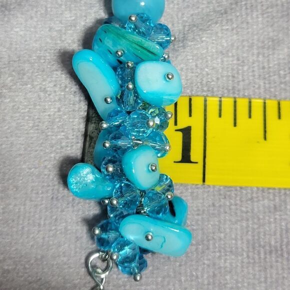 Blue Shell and Multi Gemstone Necklace - Picture 10 of 11